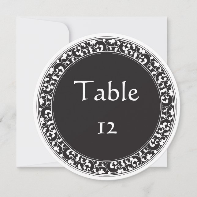 Numéros de table - Design Cercle Vintage Noir (Devant)