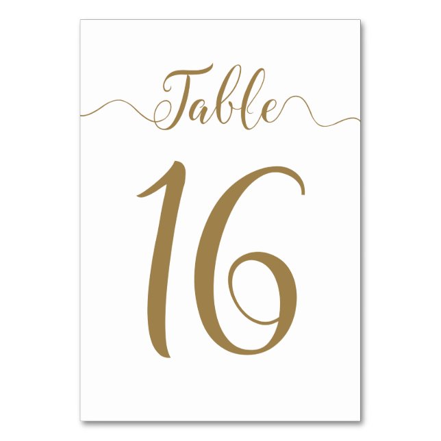 Numéros de table d'or pour le tableau mariage 16 (Par défaut)