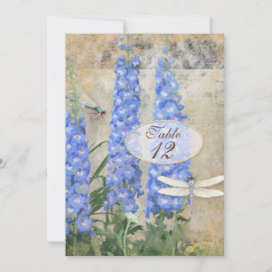 Numéros de table Dragonfly Papillon Delphinium Art