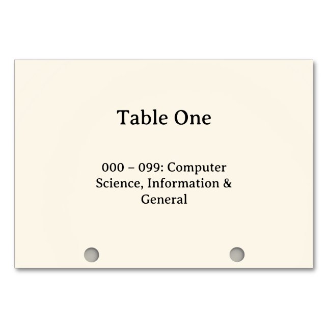Numéros de table du catalogue de cartes du système (Devant)