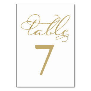 Numéros de Table Élégant Feuille d'Or Mariage