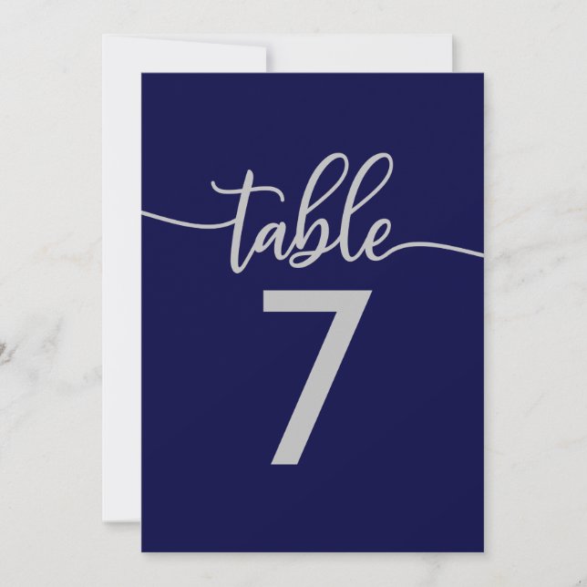 Numéros de table | Élégant mariage bleu marine arg (Devant)