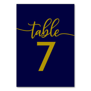 Numéros de table Élégant mariage bleu marine or