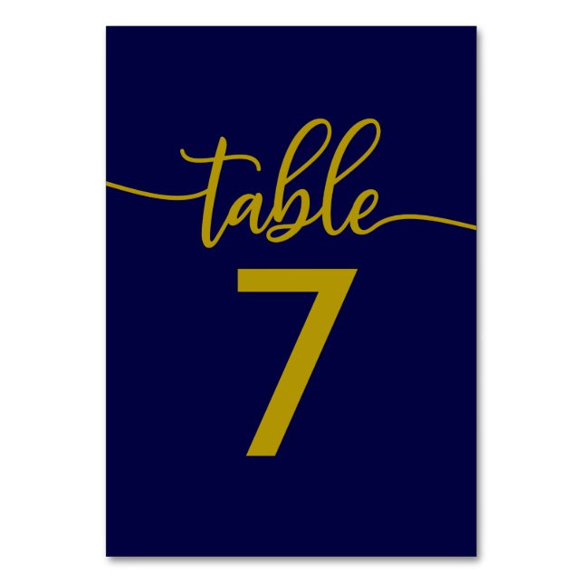Numéros de table | Élégant mariage bleu marine or (Par défaut)