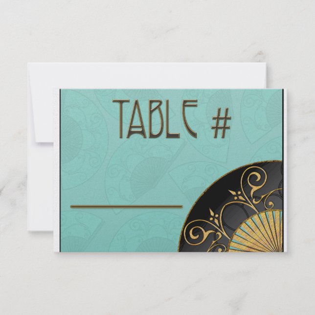 Numéros de table élégants en éventail (bleu) (Devant)