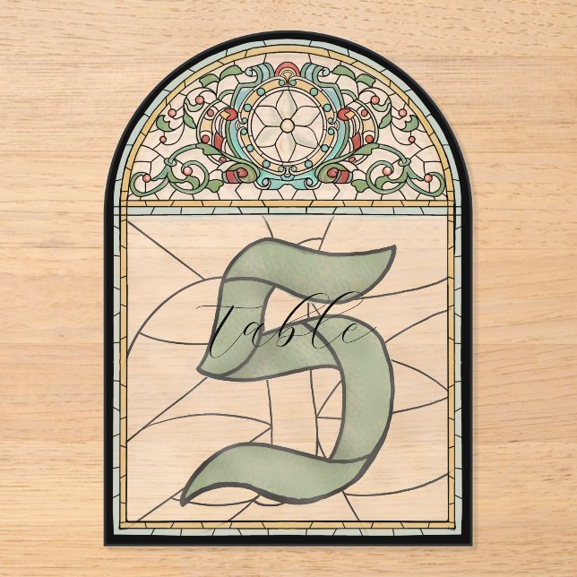 Numéros de table en acrylique à effet de vitrail v (Recto)