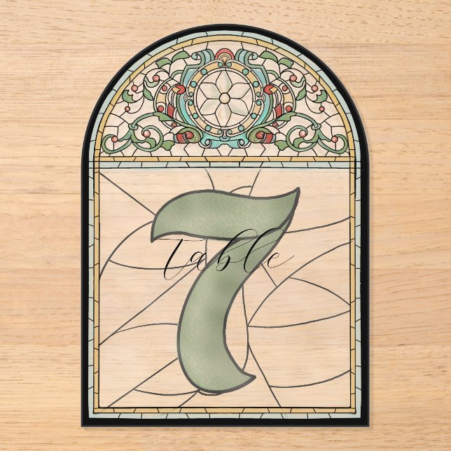 Numéros de table en acrylique à effet de vitrail v (Recto)