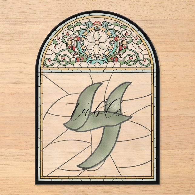 Numéros de table en acrylique à effet de vitrail v (Recto)
