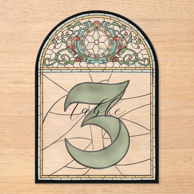 Numéros de table en acrylique à effet de vitrail v (Recto)