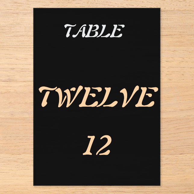 Numéros de table en acrylique noir (Recto)