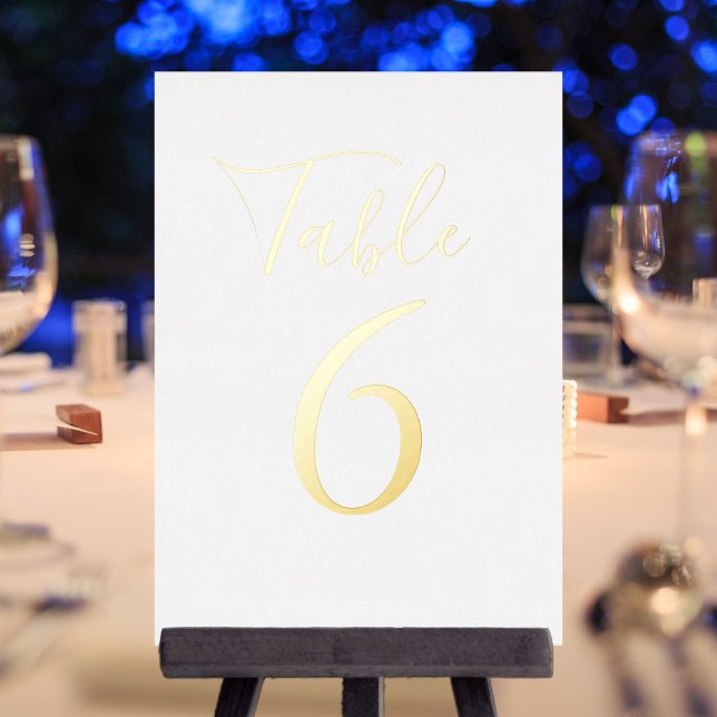 Numéros de table en écriture élégante avec feuille (Elegant Script Gold Foil Table Numbers)