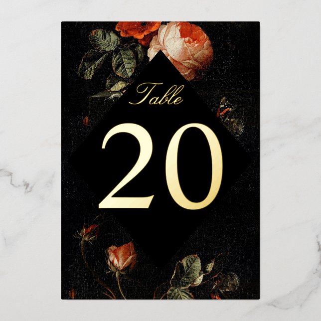 Numéros de table en feuille de roses florales roma (Recto)