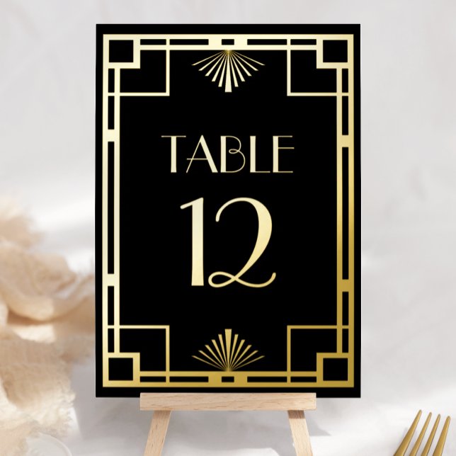 Numéros de table en noir et or feuille style Art D (Créateur téléchargé)