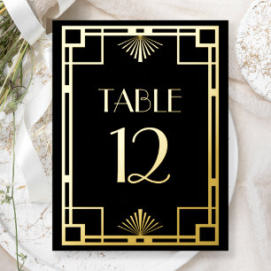 Numéros de table en noir et or feuille style Art D