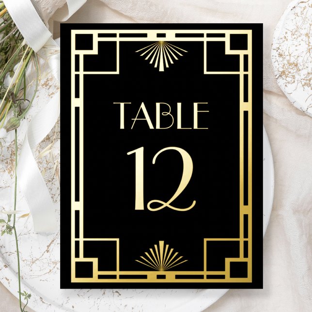 Numéros de table en noir et or feuille style Art D (Créateur téléchargé)