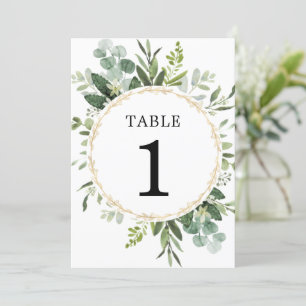 Numéros de table en or vert eucalyptus 5"x7"