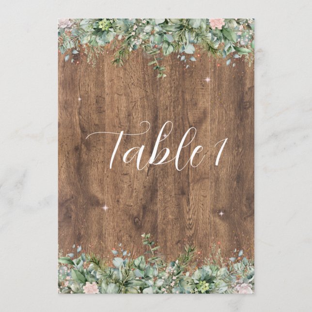 Numéros de table Eucalyptus Dusty Rose | Verdure (Devant)