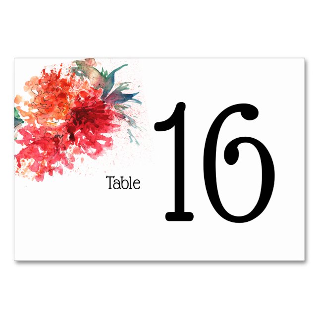 Numéros de table florale rustique - Elégante carte (Devant)