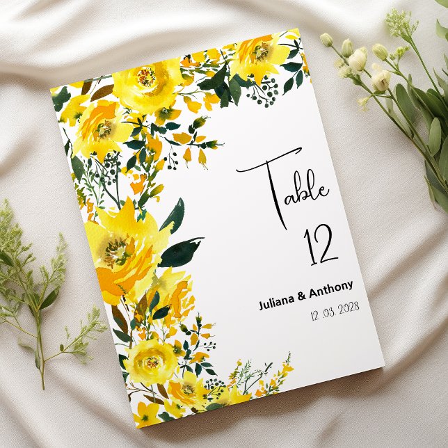 Numéros de table floraux botaniques d'été jaune or (Orange yellow summer botanic floral Table Numbers )