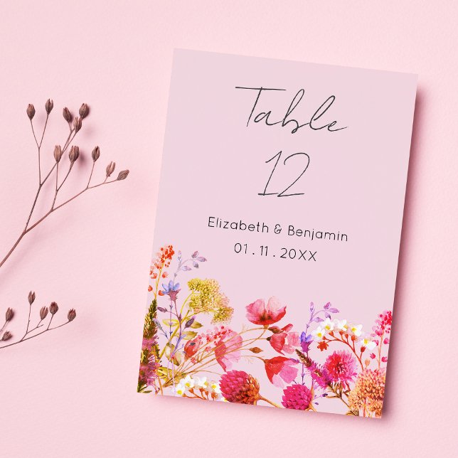 Numéros de table floraux lavande orange rose jaune (Lavender Orange Pink Yellow Floral Table Numbers)