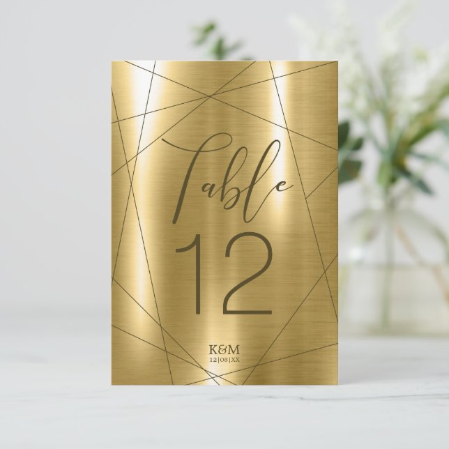 Numéros de table géométrique métallique Gold ID648 (Debout devant)