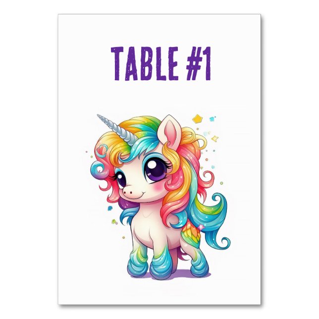 Numéros de table Licorne Arc-en-ciel pour placemen (Par défaut)