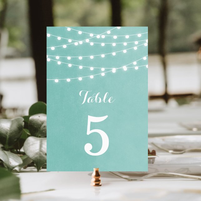Numéros de table Mariage Aqua String Lights (Créateur téléchargé)