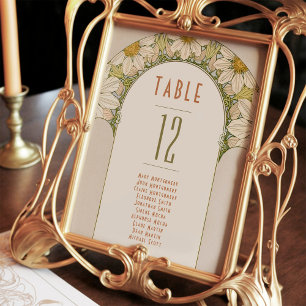 Numéros de table Mariage Art Nouveau Vintage Fleur