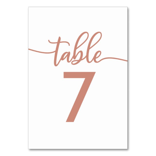 Numéros de Table | Mariage Cuivre Rose Gold (Par défaut)