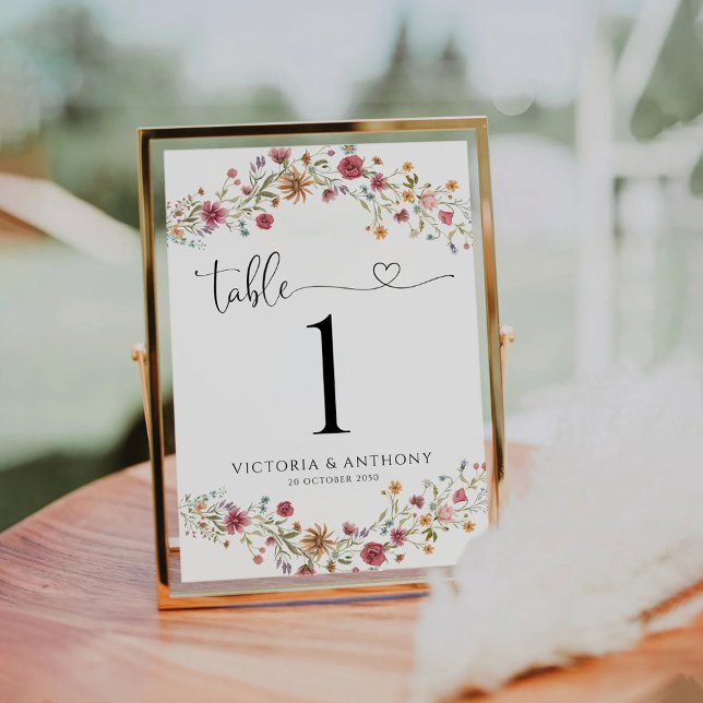 Numéros de table Mariage fleur sauvage (Créateur téléchargé)