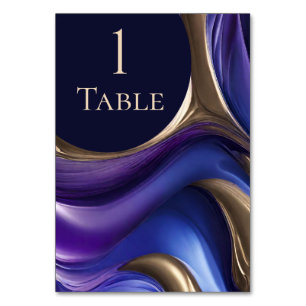 Numéros de table Mariage moderne - Bleu pourpre or
