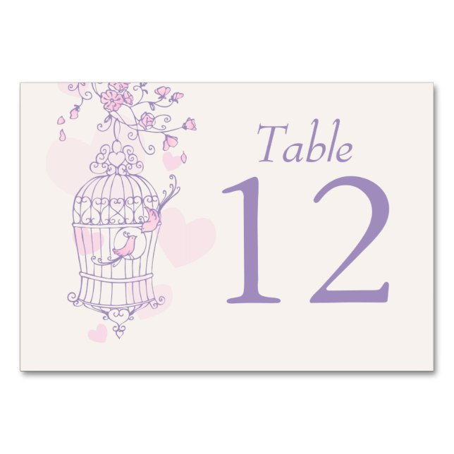 Numéros de table mariage rose violet Birdcage (Dos)
