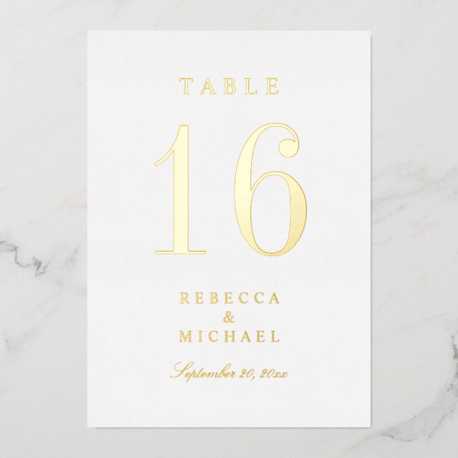 Numéros de table Mariage traditionnel Gold Foil (Recto)