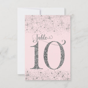 Numéros de table Pailletés Rose Fardé Argent Numér