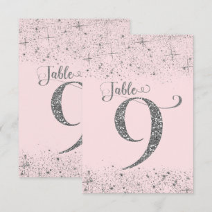 Numéros de table Pailletés Rose Fardé Argent Numér
