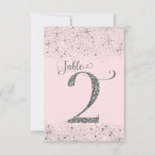 Numéros de Table Pailletés Rose Foncé Argent Numér