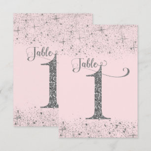 Numéros de Table Pailletés Rose Foncé Argent Numér