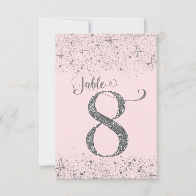 Numéros de table Pailletés Rose Foncé Argenté Numé (Devant)