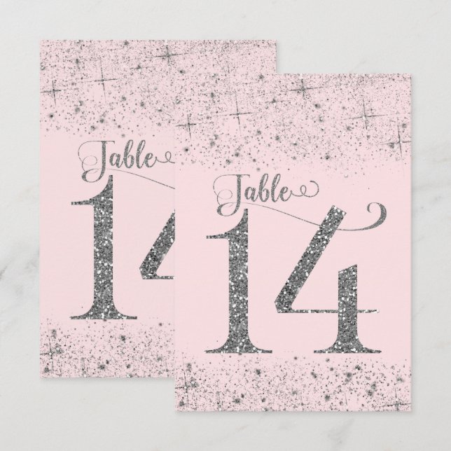 Numéros de table Pailletés Rose Rosé Argenté Numér (Devant / Derrière)