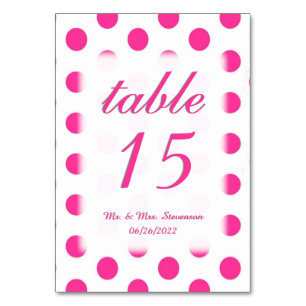 Numéros de table Pointe avec nom et date
