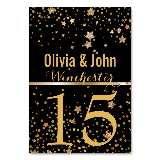 Numéros de table pour mariage | Festive Black Gold (Par défaut)
