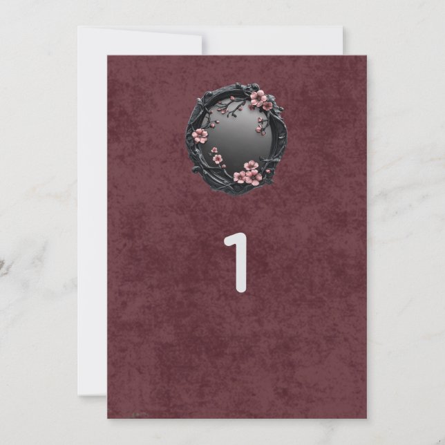 Numéros de table pour mariage gothique Dark Academ (Devant)