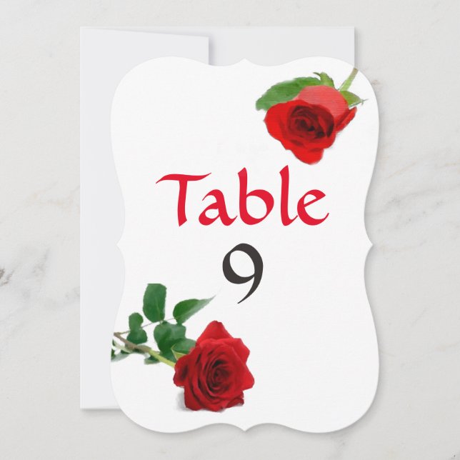 Numéros de table - Rose rouge aquarelle (Devant)