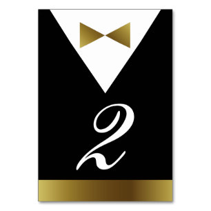 Numéros de table Tuxedo Noir et Or Parti officie