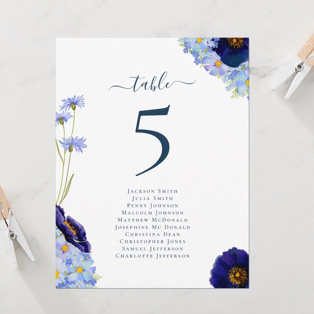 Numéros de tables de mariage floraux bohèmes (Unique hand painted wildflower watercolor artwork by artist Catherine Sweetman )