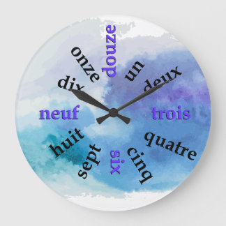 Numéros francophones Horloge ronde couleur bleue