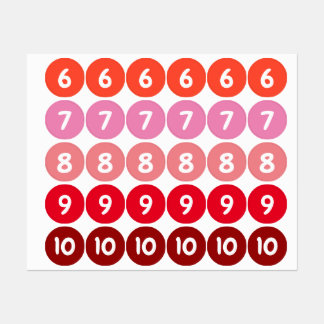 Numéros Stickers rouges