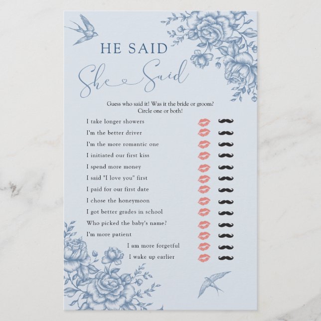 Nuptiale Dusty Blue Chinoiserie Il Dit Qu'Elle Dit (Devant)