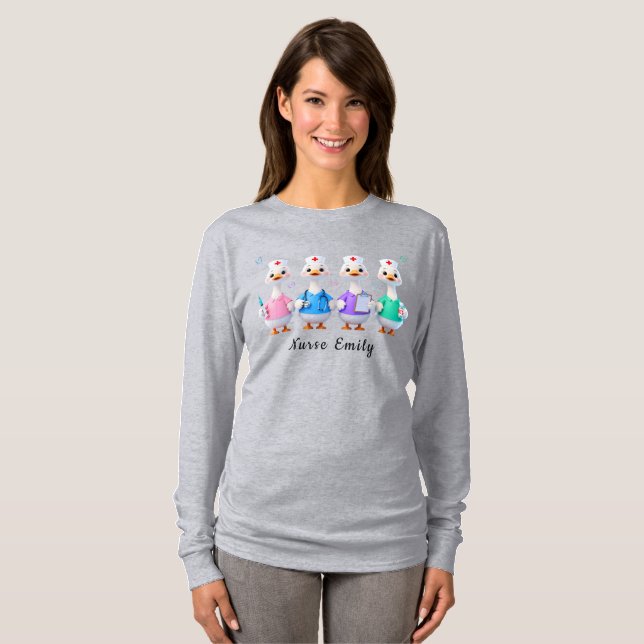 Nurse Emily Long Sleeve Gray Goose T-Shirt (Devant entier)