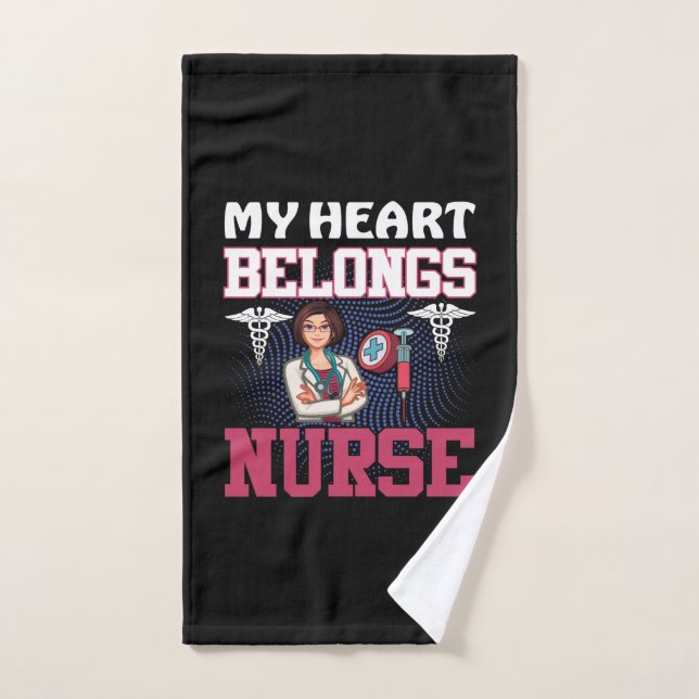 Nurse Gift | My Heart Belongs Nurse (Serviette à main)